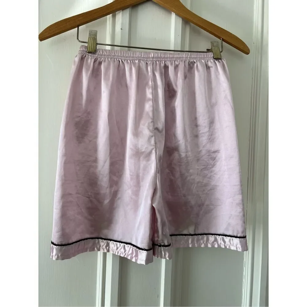 SHEIN pink and black trim girls satin short sleeve pajamas 18